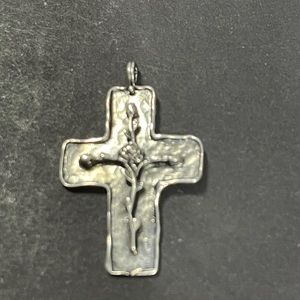Oxidized cross with rose 925 SS. Made in Israel.